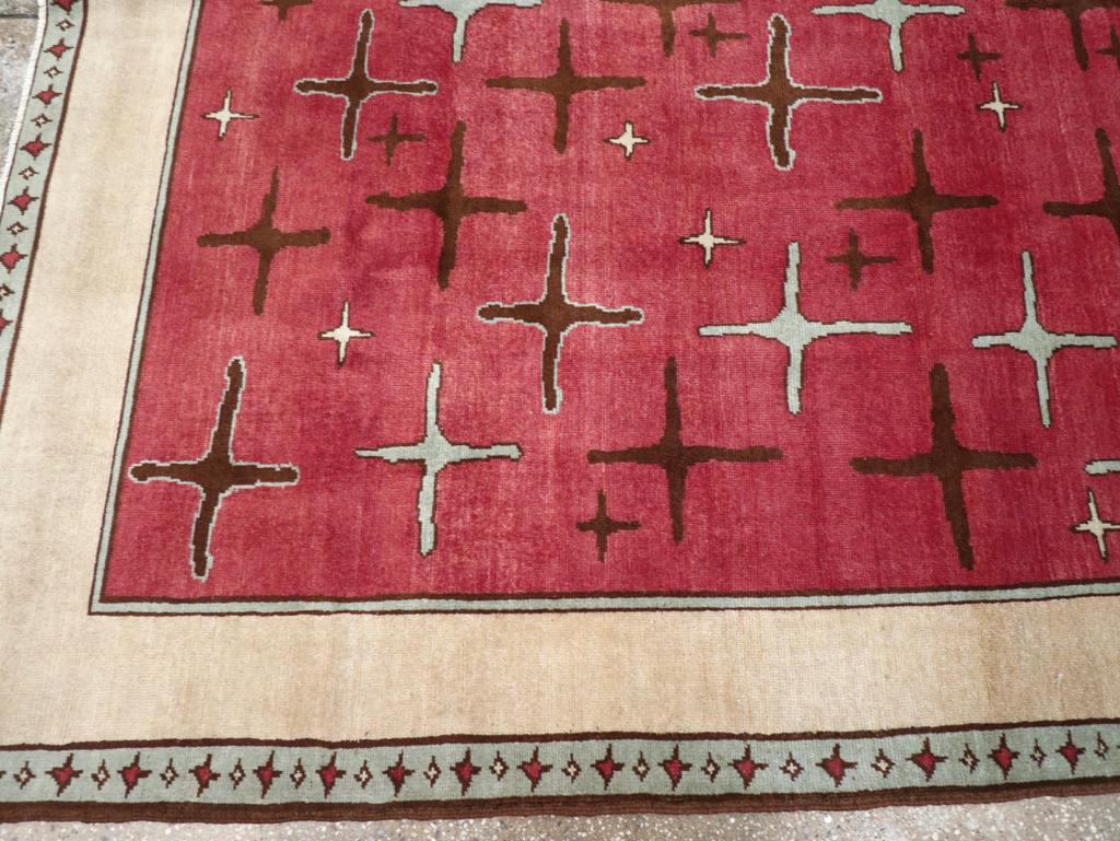 Galerie Shabab Kollektion Handgefertigter persischer Art-déco-Akzent-Teppich aus der Mitte des 20. Jahrhunderts (Handgeknüpft) im Angebot