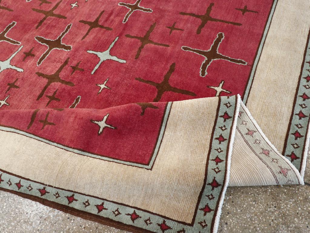 Galerie Shabab Kollektion Handgefertigter persischer Art-déco-Akzent-Teppich aus der Mitte des 20. Jahrhunderts (Wolle) im Angebot