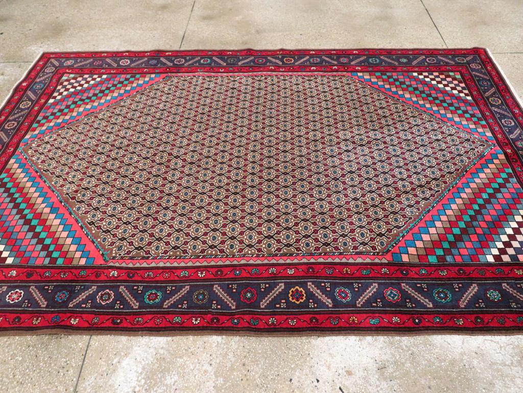 Hand-Knotted Mid-20th Century Handmade Persian Hamadan Accent Rug For Sale