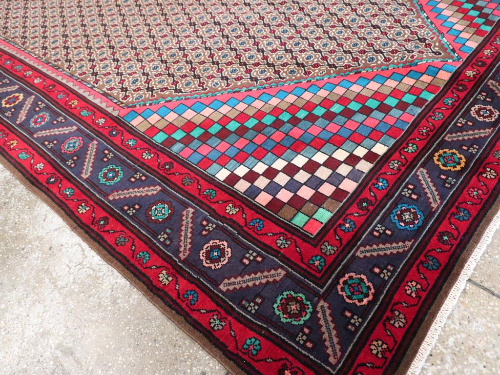 Wool Mid-20th Century Handmade Persian Hamadan Accent Rug For Sale