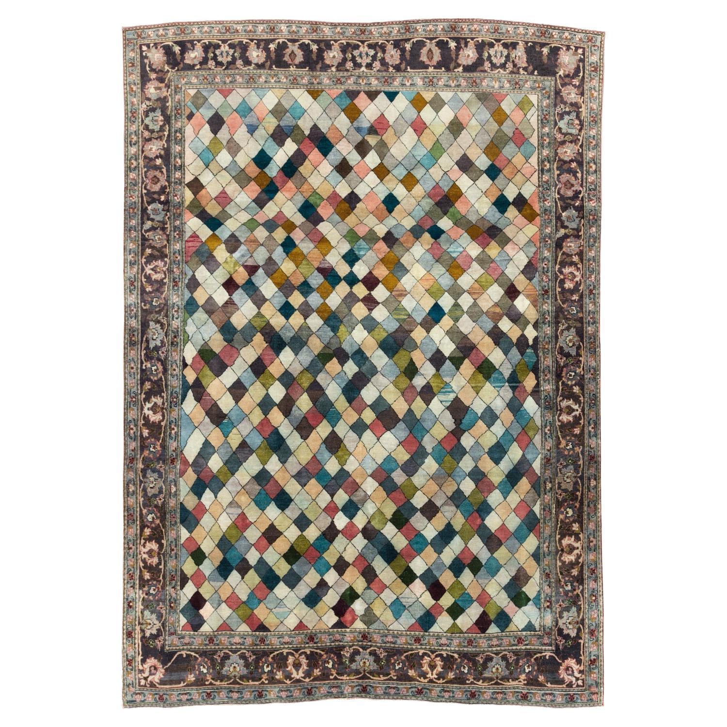 Galerie Shabab Kollektion Handgefertigter persischer Mahal Art Deco-Teppich aus der Mitte des 20. Jahrhunderts im Angebot