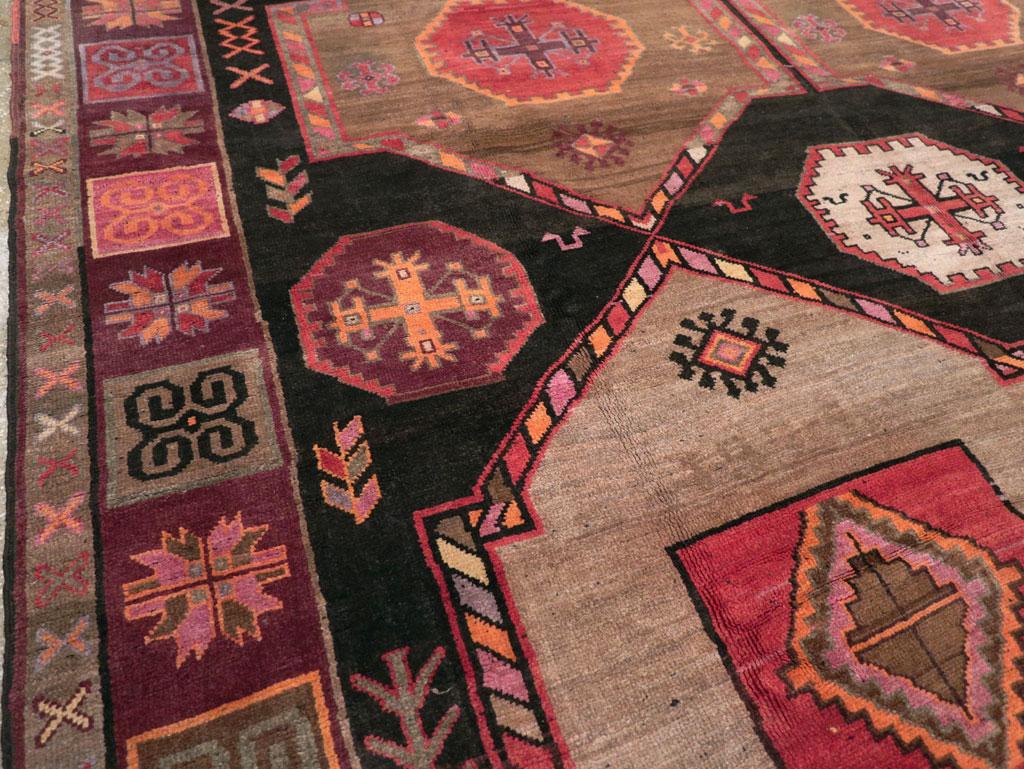 Hand-Knotted Galerie Shabab Collection Mid-20th Century Handmade Turkish Tribal Room Size Rug For Sale