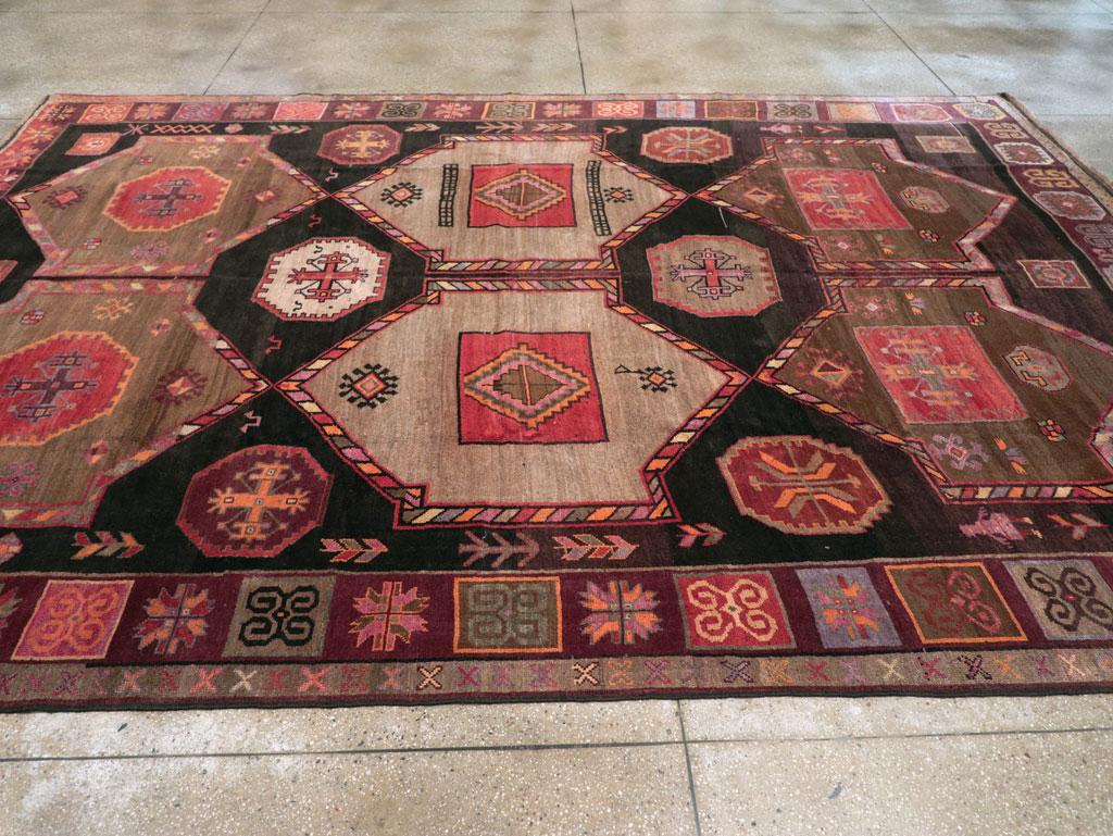 Galerie Shabab Collection Mid-20th Century Handmade Turkish Tribal Room Size Rug In Excellent Condition For Sale In New York, NY