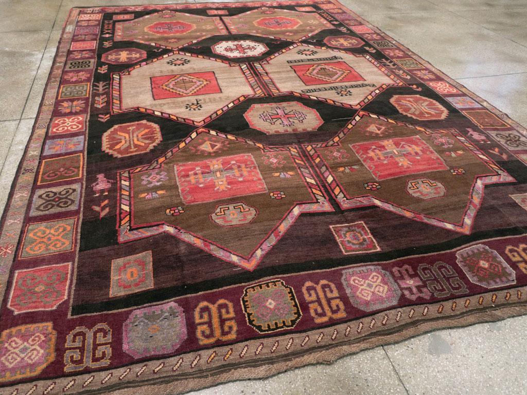 Galerie Shabab Collection Mid-20th Century Handmade Turkish Tribal Room Size Rug For Sale 1