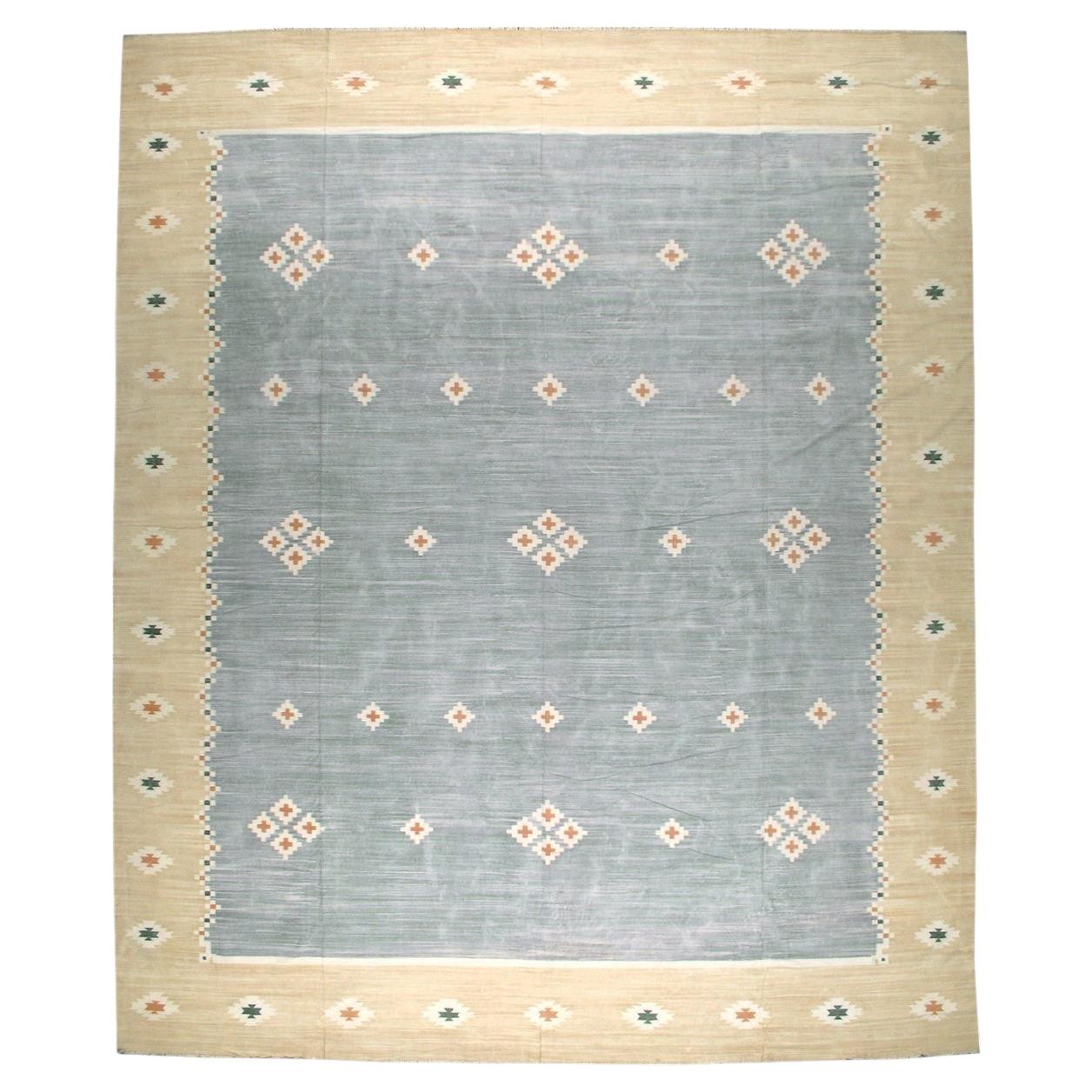 Galerie Shabab Collection Mid-20th Century Indian Flatweave Dhurrie Large Carpet