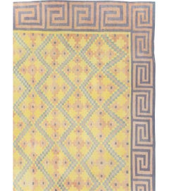 Galerie Shabab Collection Mitte des 20. Jahrhunderts Indischer Flachgewebe Dhurrie Quadratischer Teppich
