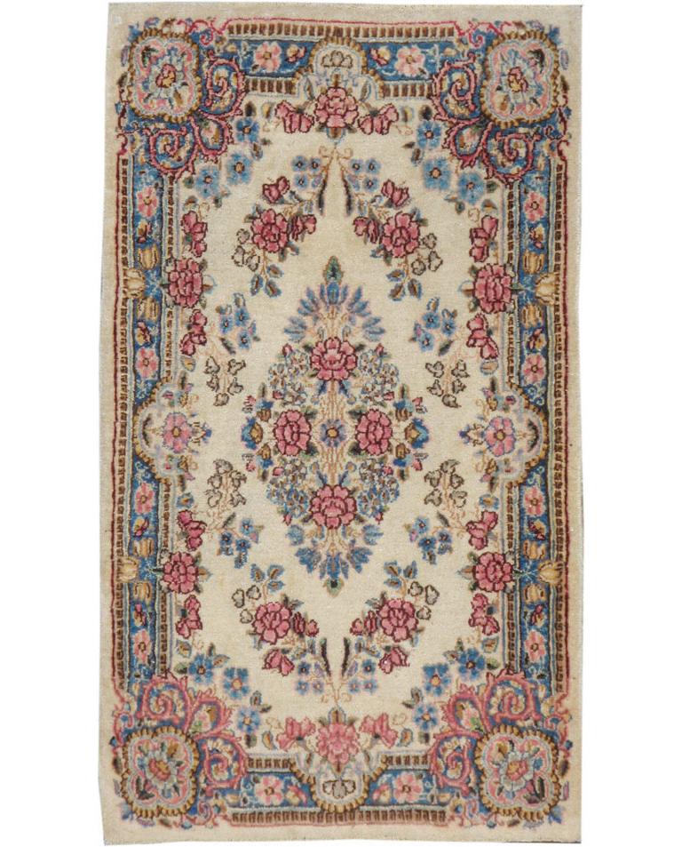 Hand-Knotted Galerie Shabab Collection Mid-20th Century Persian Kerman Throw Rug For Sale
