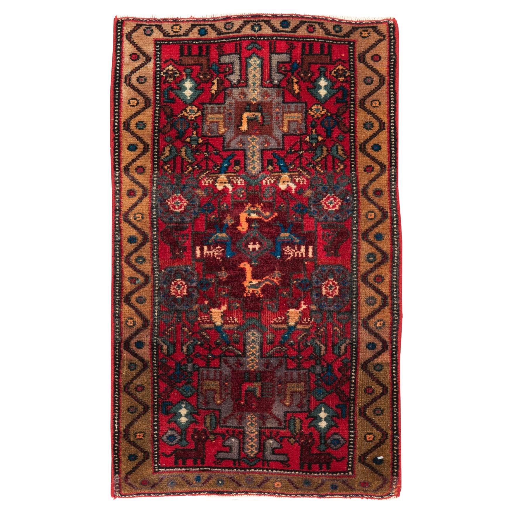 Galerie Shabab Collection Tappeto pittorico persiano curdo della metà del XX secolo in vendita