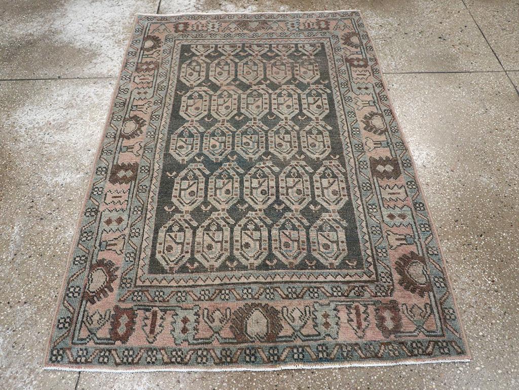 Ce tapis persan Malayer du milieu du 20e siècle, mesurant 3' 5