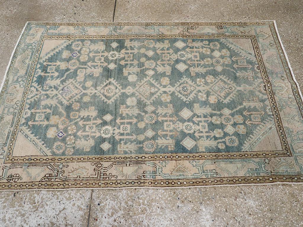 Annodato a mano Galerie Shabab Collection Tappeto da lancio persiano Malayer della metà del XX secolo in vendita