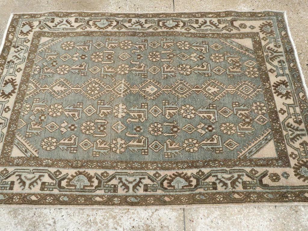 Annodato a mano Galerie Shabab Collection Tappeto da lancio persiano Malayer della metà del XX secolo in vendita