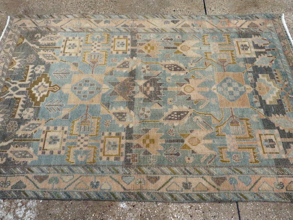 Annodato a mano Galerie Shabab Collection Tappeto da lancio persiano Malayer della metà del XX secolo in vendita