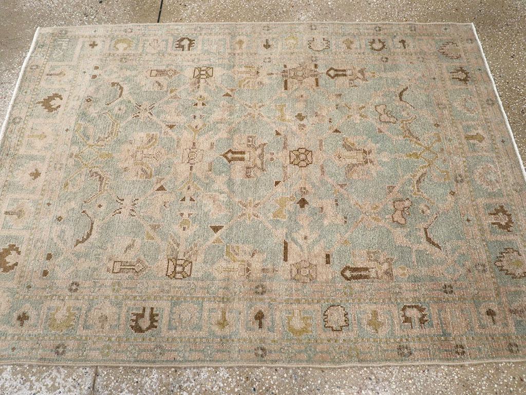 Annodato a mano Galerie Shabab Collection Tappeto da lancio persiano Malayer della metà del XX secolo in vendita