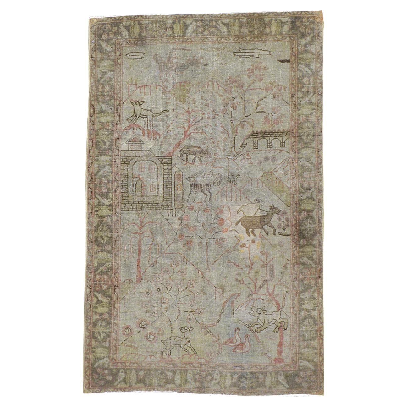 Colección Galerie Shabab Alfombra pictórica persa Tabriz de mediados del siglo XX en venta