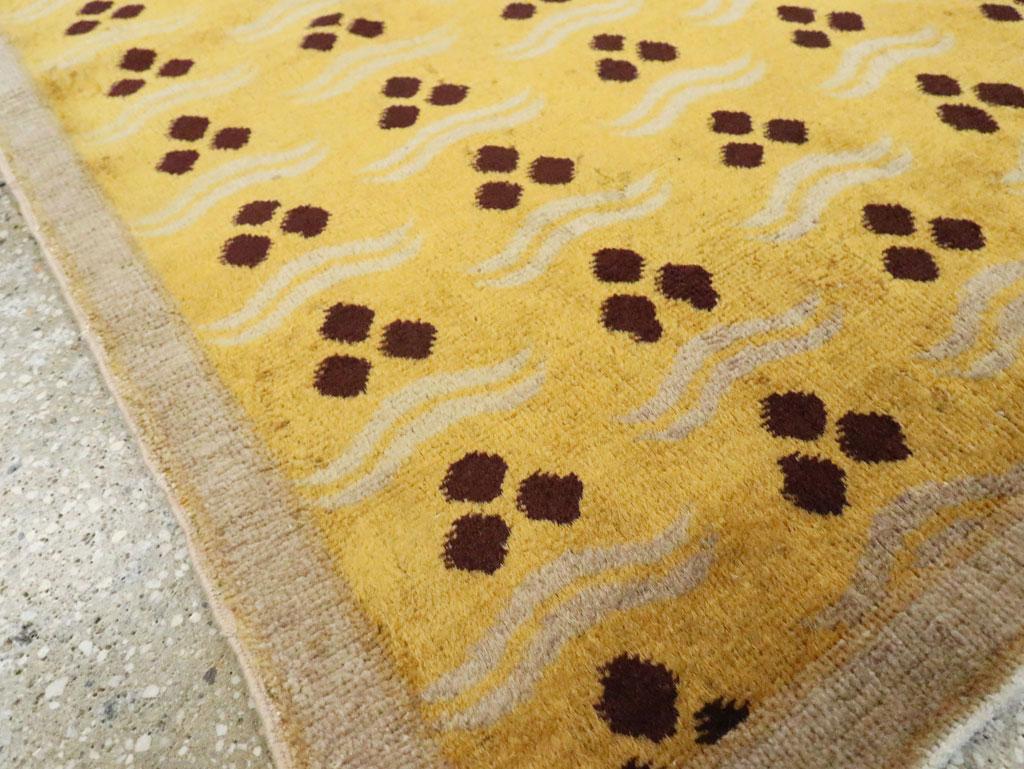 Wool Galerie Shabab Collection Mid-20th Century Turkish Anatolian Deco Throw Rug For Sale