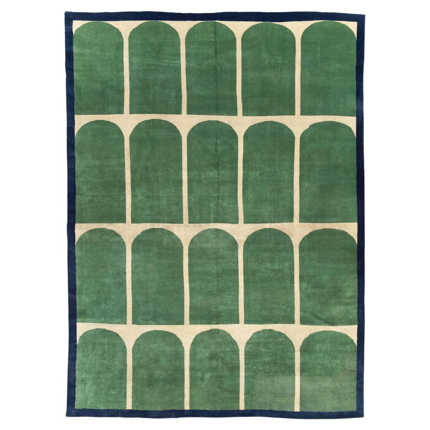 Mid-20th Century Turkish Art Deco Style Room Size Rug For Sale