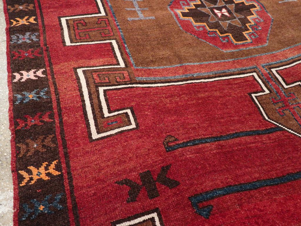 Hand-Knotted Mid-20th Century Turkish Tribal Room Size Carpet For Sale