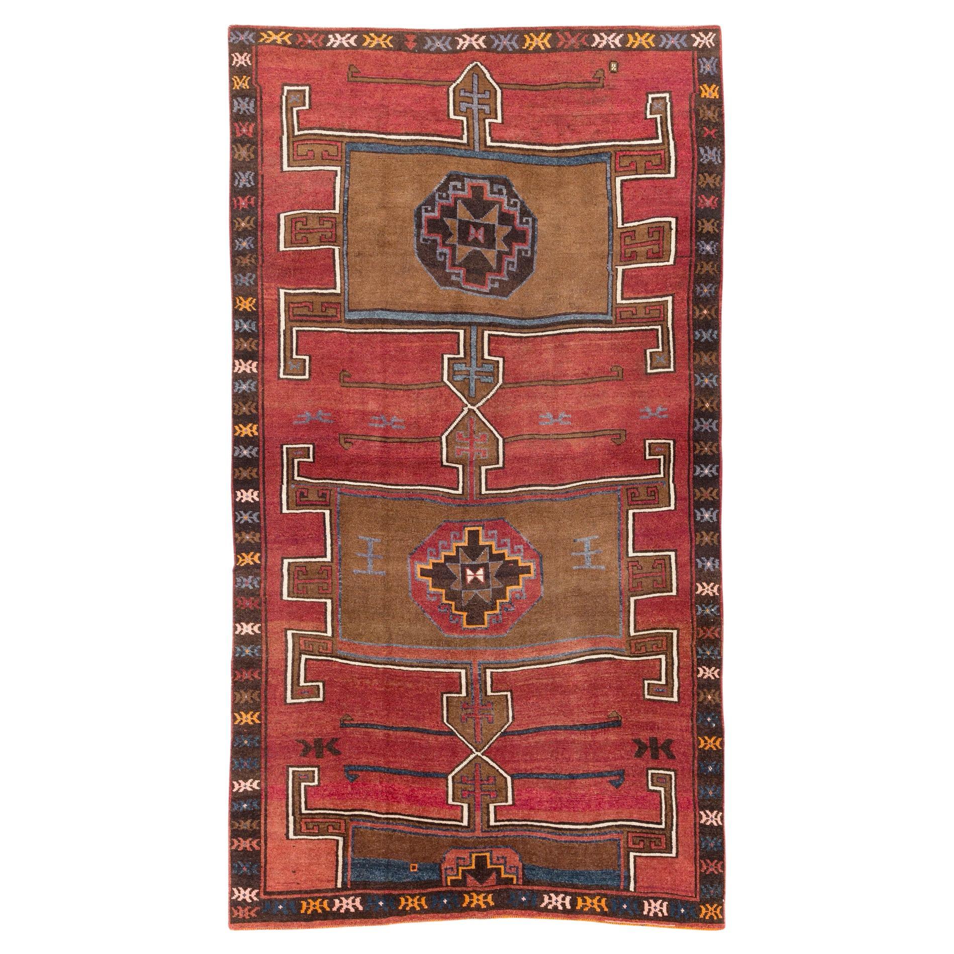 Mid-20th Century Turkish Tribal Room Size Carpet For Sale