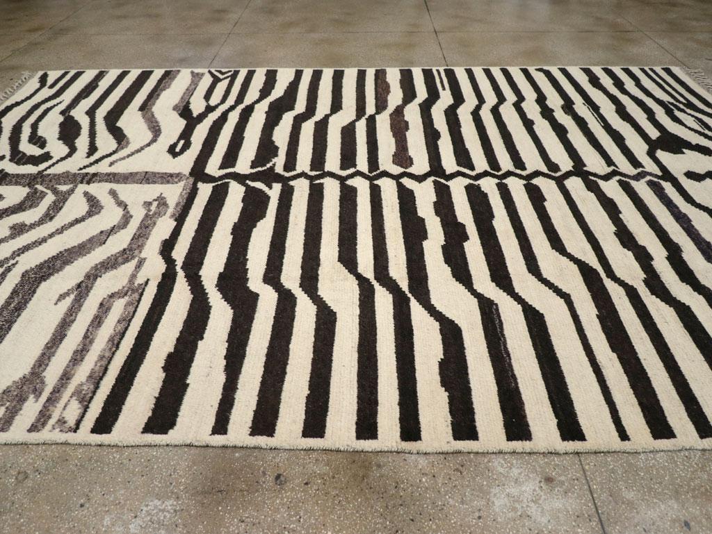 Hand-Knotted Galerie Shabab Collection New Handmade Turkish Zebra Print Room Size Carpet For Sale