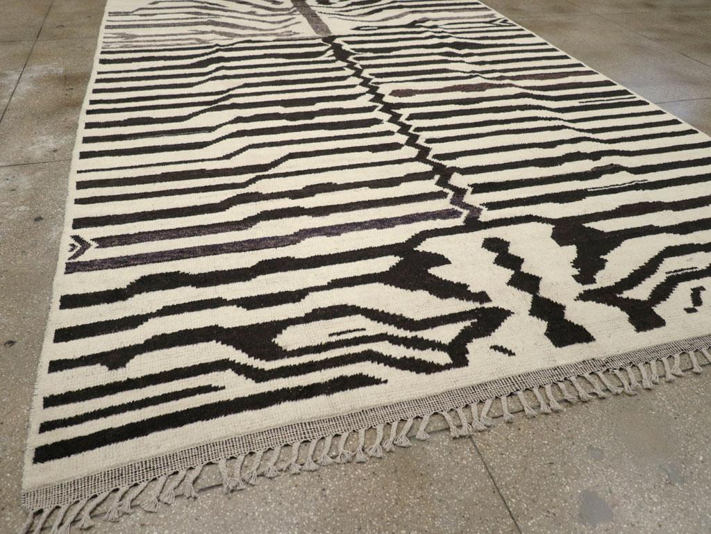 Contemporary Galerie Shabab Collection New Handmade Turkish Zebra Print Room Size Carpet For Sale
