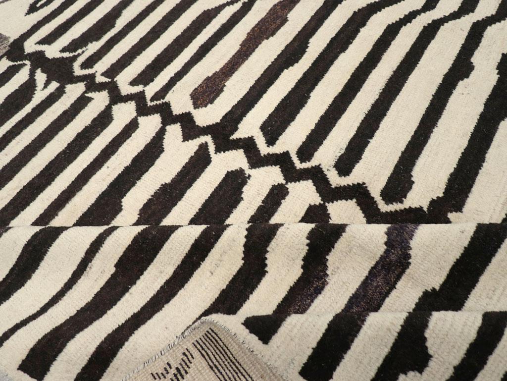 Wool Galerie Shabab Collection New Handmade Turkish Zebra Print Room Size Carpet For Sale