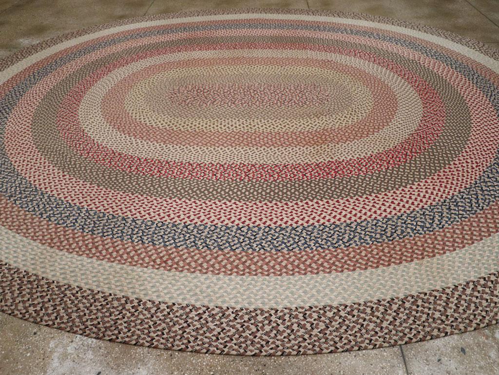 20th Century Galerie Shabab Collection Vintage American Braid Round Rug For Sale
