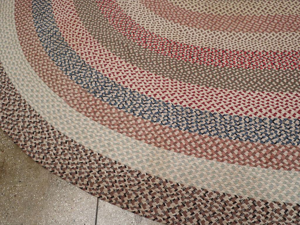 Wool Galerie Shabab Collection Vintage American Braid Round Rug For Sale
