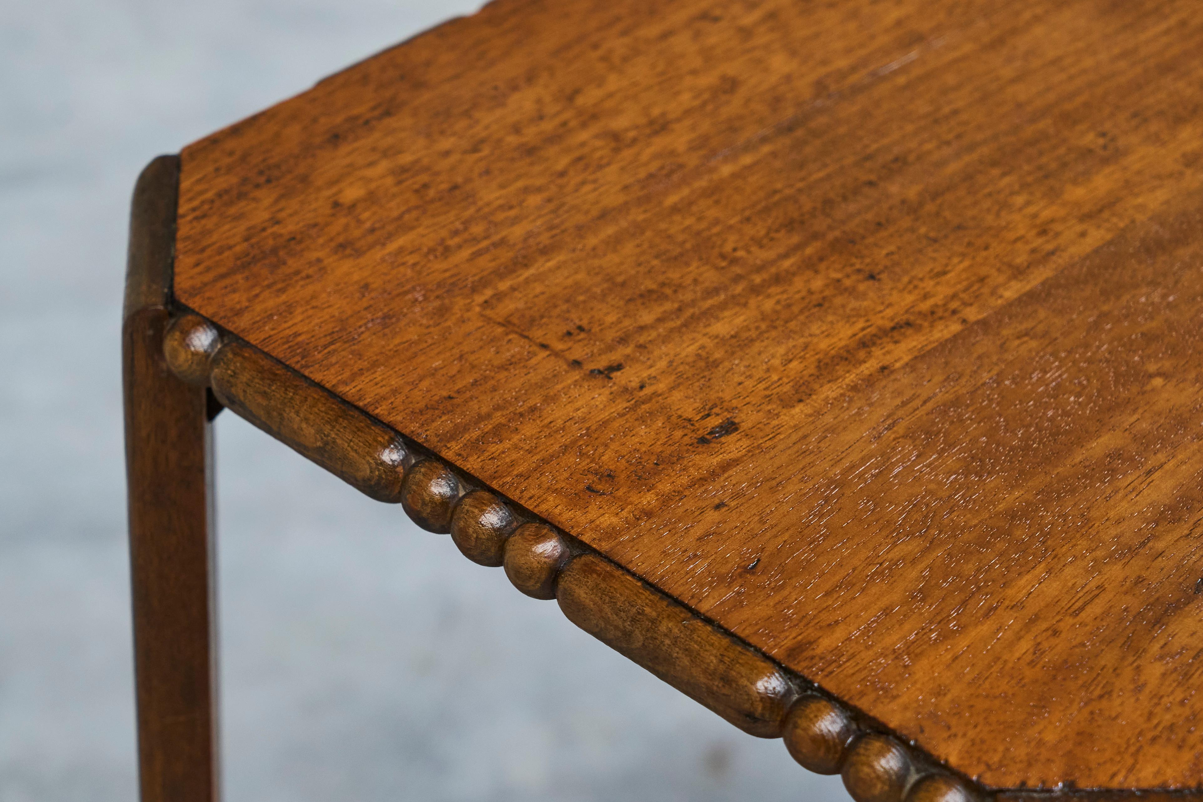 20th Century 'Galeries Anspach Brussels' Art Deco Side Table in Solid Oak 1940s For Sale