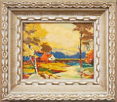 Orange, Yellow, Blue 
Green 20th Century French Countryside Landscape Painting
