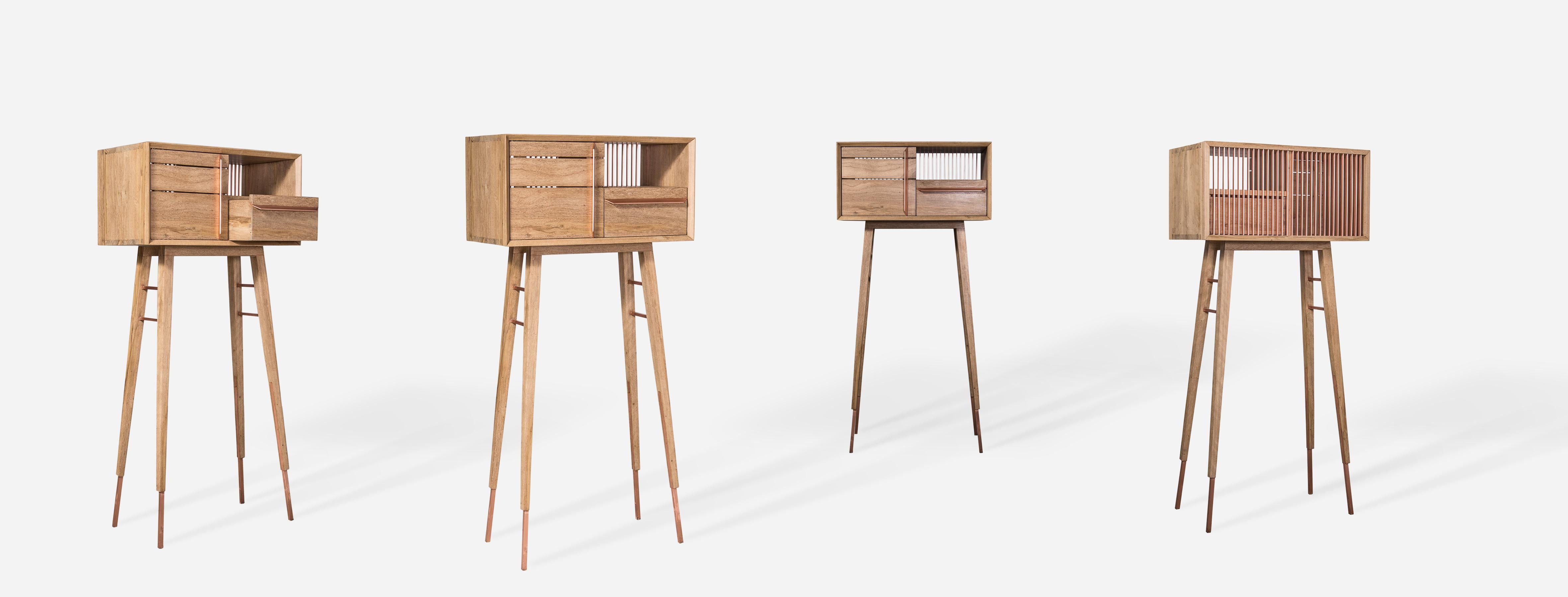 Minimalist 'Galgo' Mid-Century Modern style Cabinet in Brazilian Hardwood by Knót Artesanal For Sale