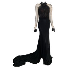 Galia Lahav Haute Couture Black Beaded Gown 