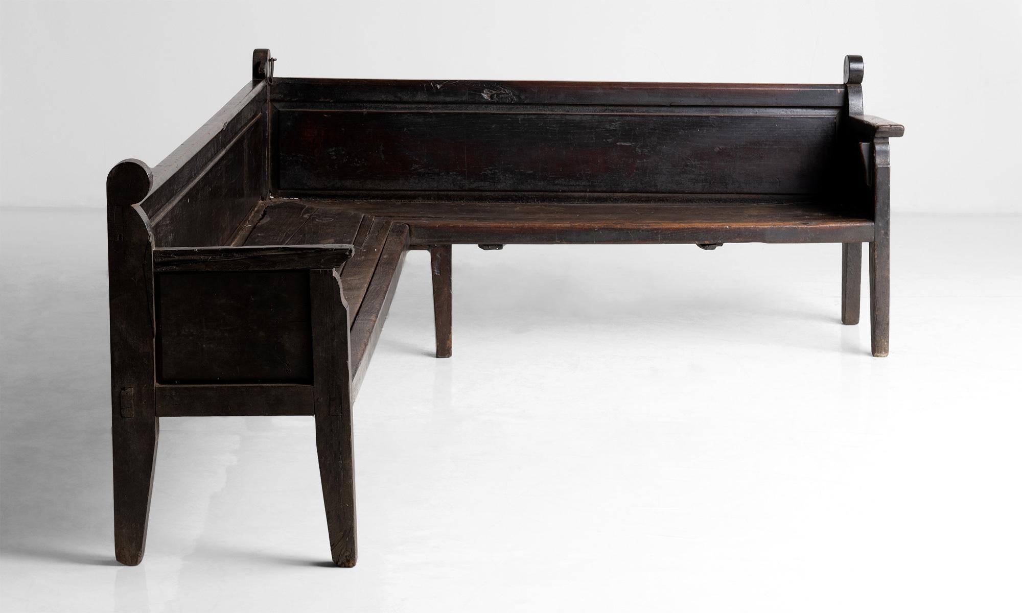 Spanish Galician Corner Bench, Spain circa 1780