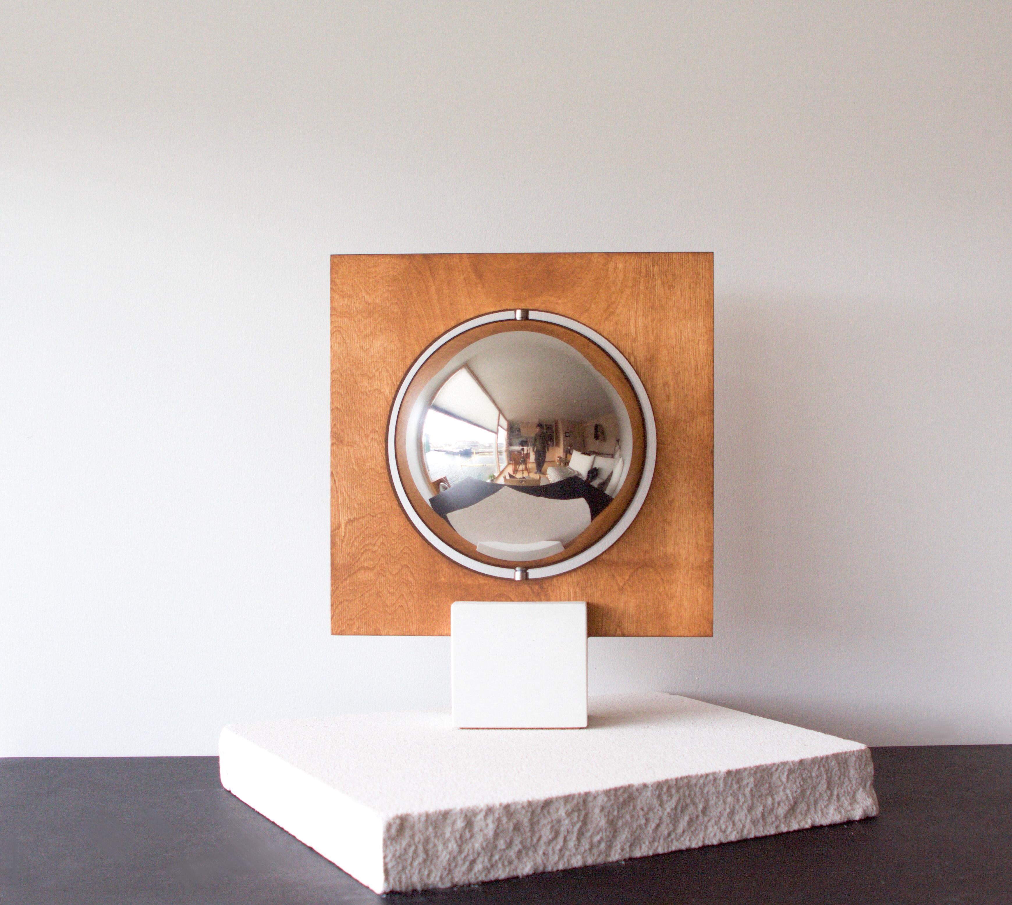 Galileo 2.0 Table Lamp by Edoardo Lietti Studio
Unique Piece
Dimensions: D 10 x W 30 x H 38 cm.
Materials: White pigmented concrete, birch plywood, and polished stainless steel.
Weight: 3,5 kg.

All our lamps can be wired according to each country.