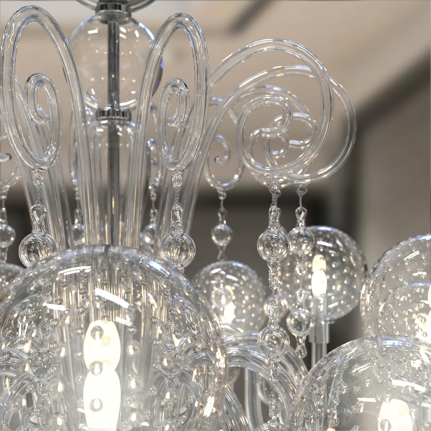 Italian GALILEO – Lampadario sospeso con 12 luci in vetro di Murano in vendita