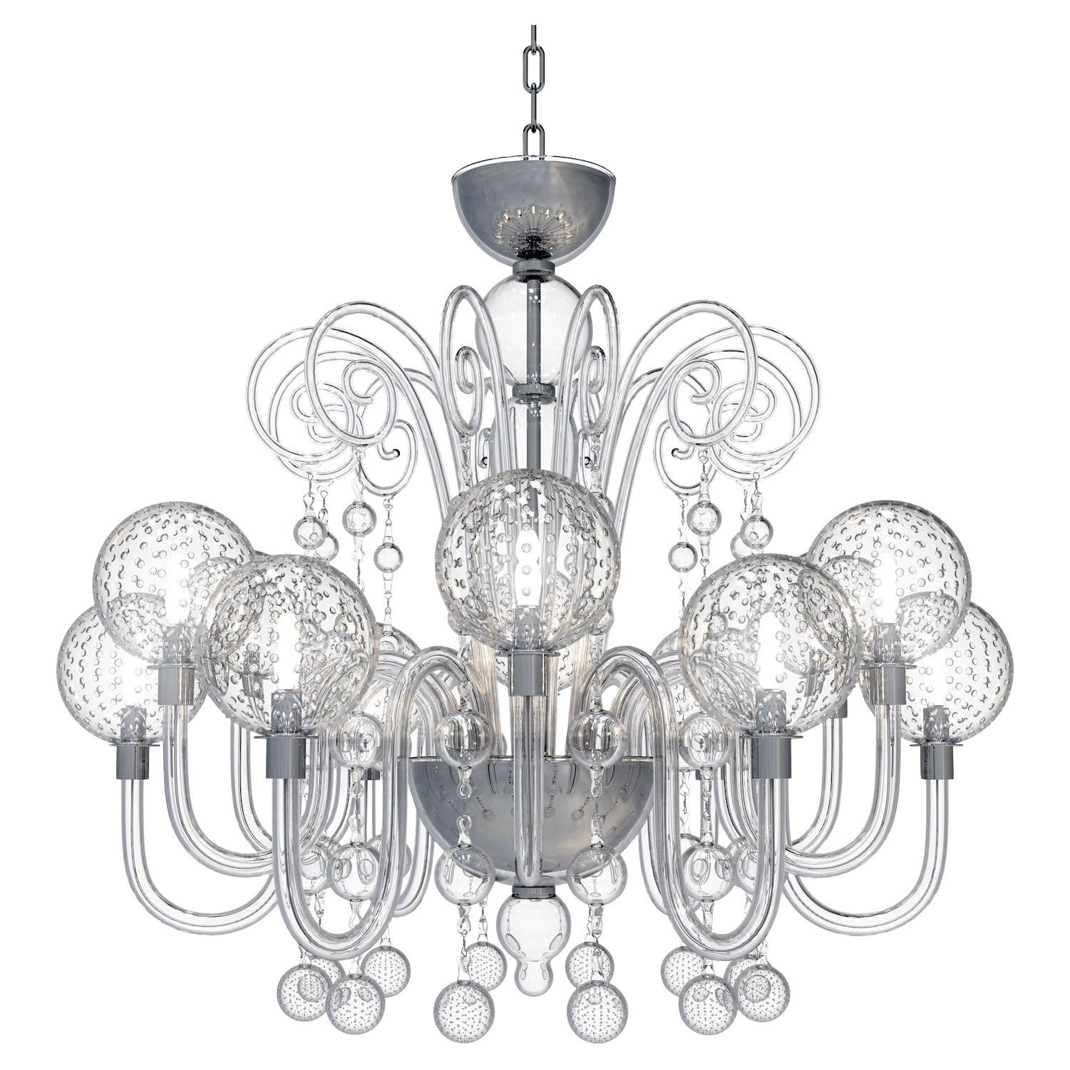 GALILEO – Lampadario sospeso con 12 luci in vetro di Murano