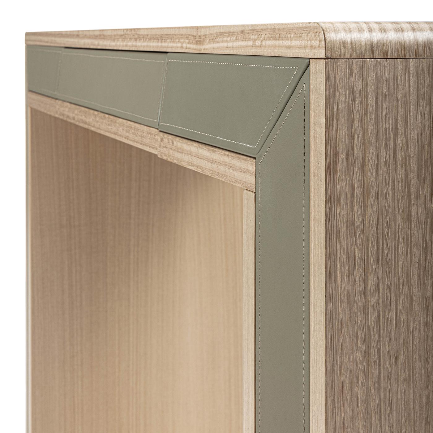 Italian Galileo Lux Leather & Eucalyptus Console For Sale