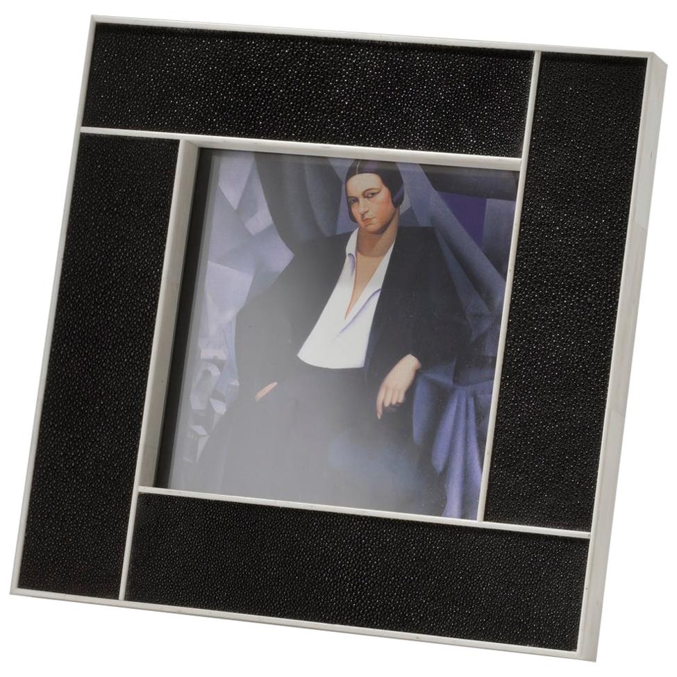 Marco de fotos "Galileo" estilo Art Déco en piel de raya y hueso de Giordano Viganò