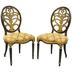Galimberti Lino Italian Regency Hepplewhite Adams Style Pointed Side Chairs Pair
