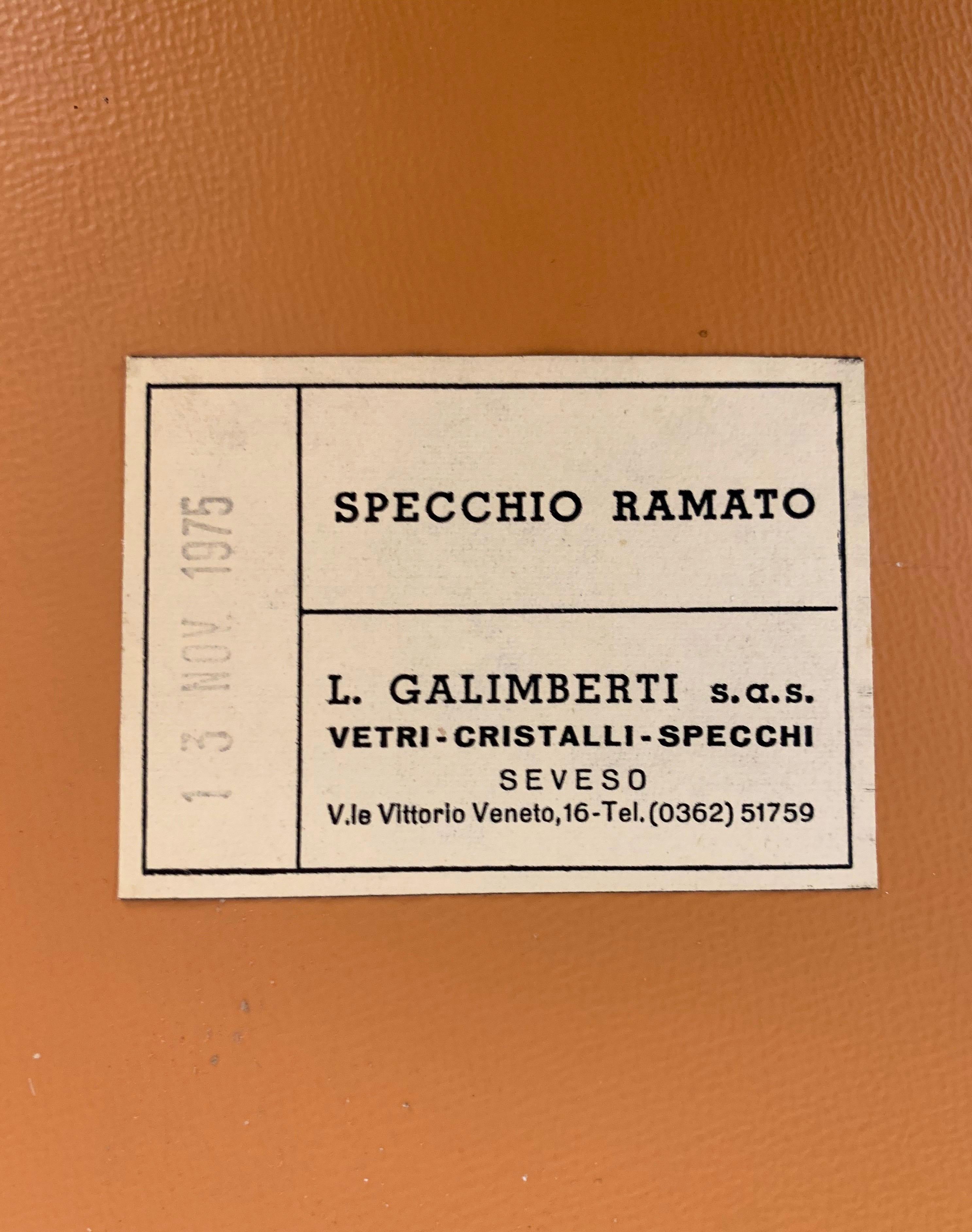 Galimberti, italienischer runder Spiegel aus der Mitte des Jahrhunderts mit doppeltem Messingrahmen, 1975 im Angebot 3