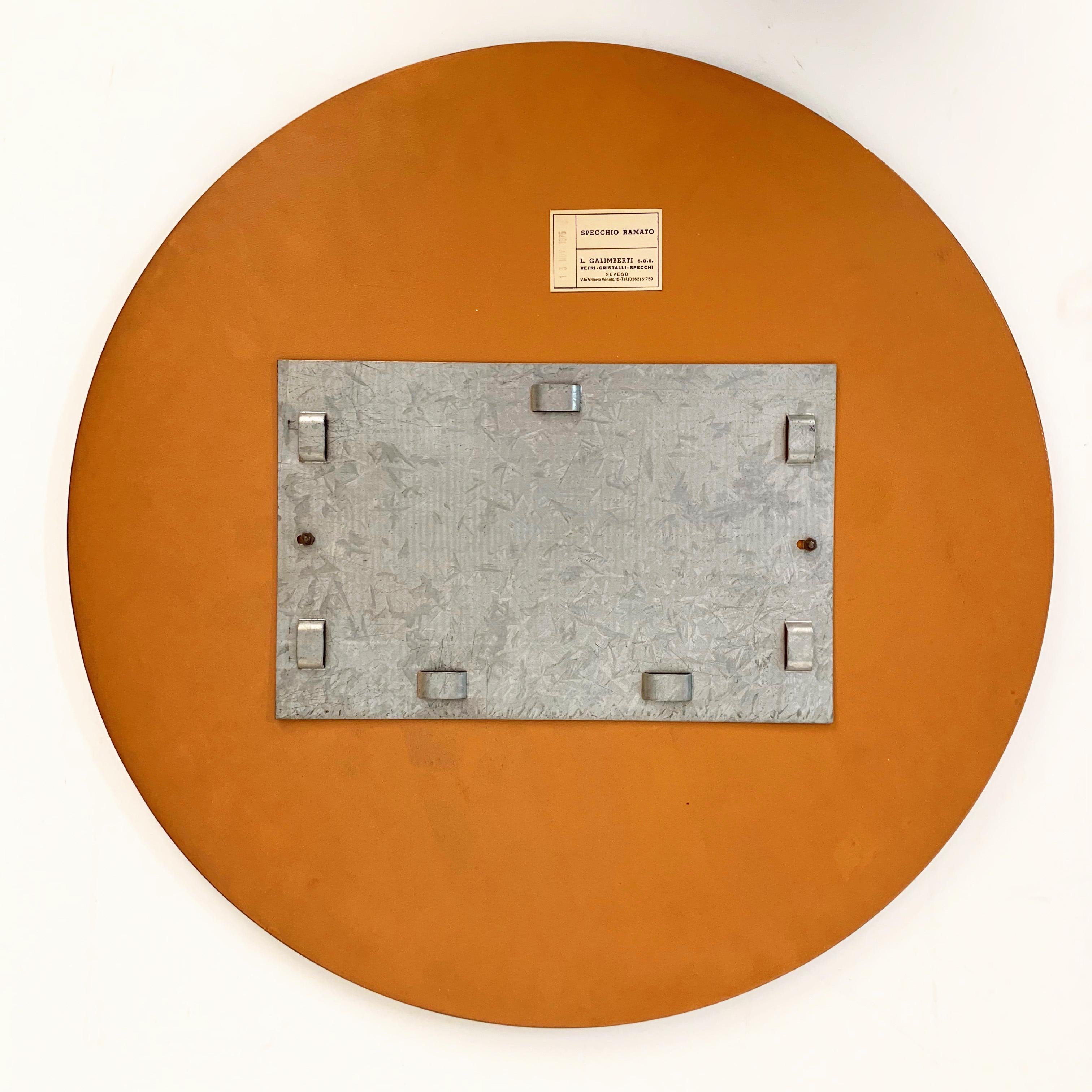 Galimberti, italienischer runder Spiegel aus der Mitte des Jahrhunderts mit doppeltem Messingrahmen, 1975 im Angebot 2