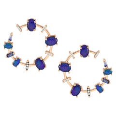 Galina Earrings with Blue Opal & Sapphire & White Diamond