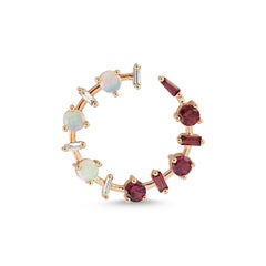 Galina Earrings with White Opal & Rhodolite & White Diamond