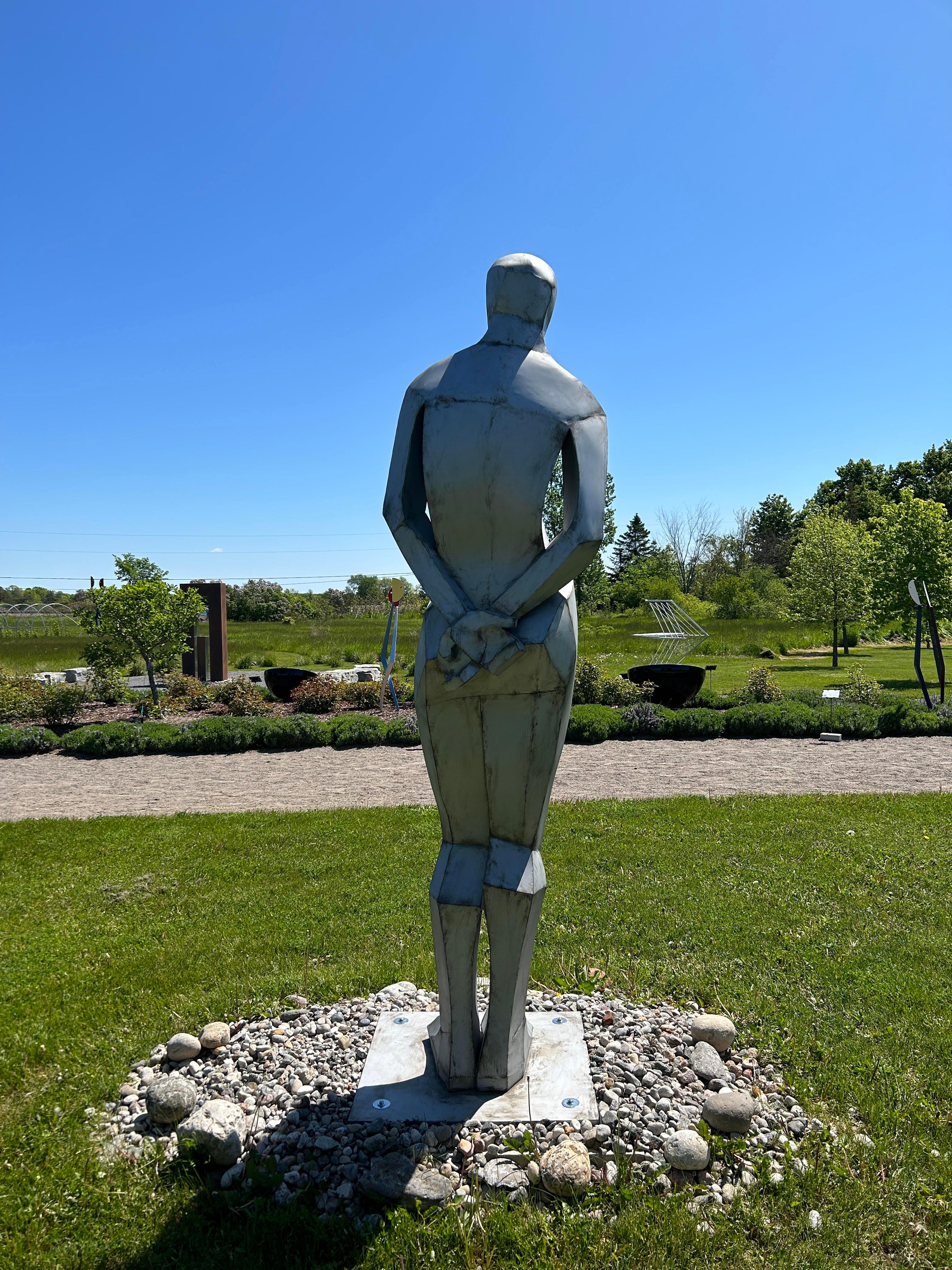 The Woman - tall, figurative, contemporary, stainless steel, outdoor sculpture - Contemporary Sculpture by Galina Stetco