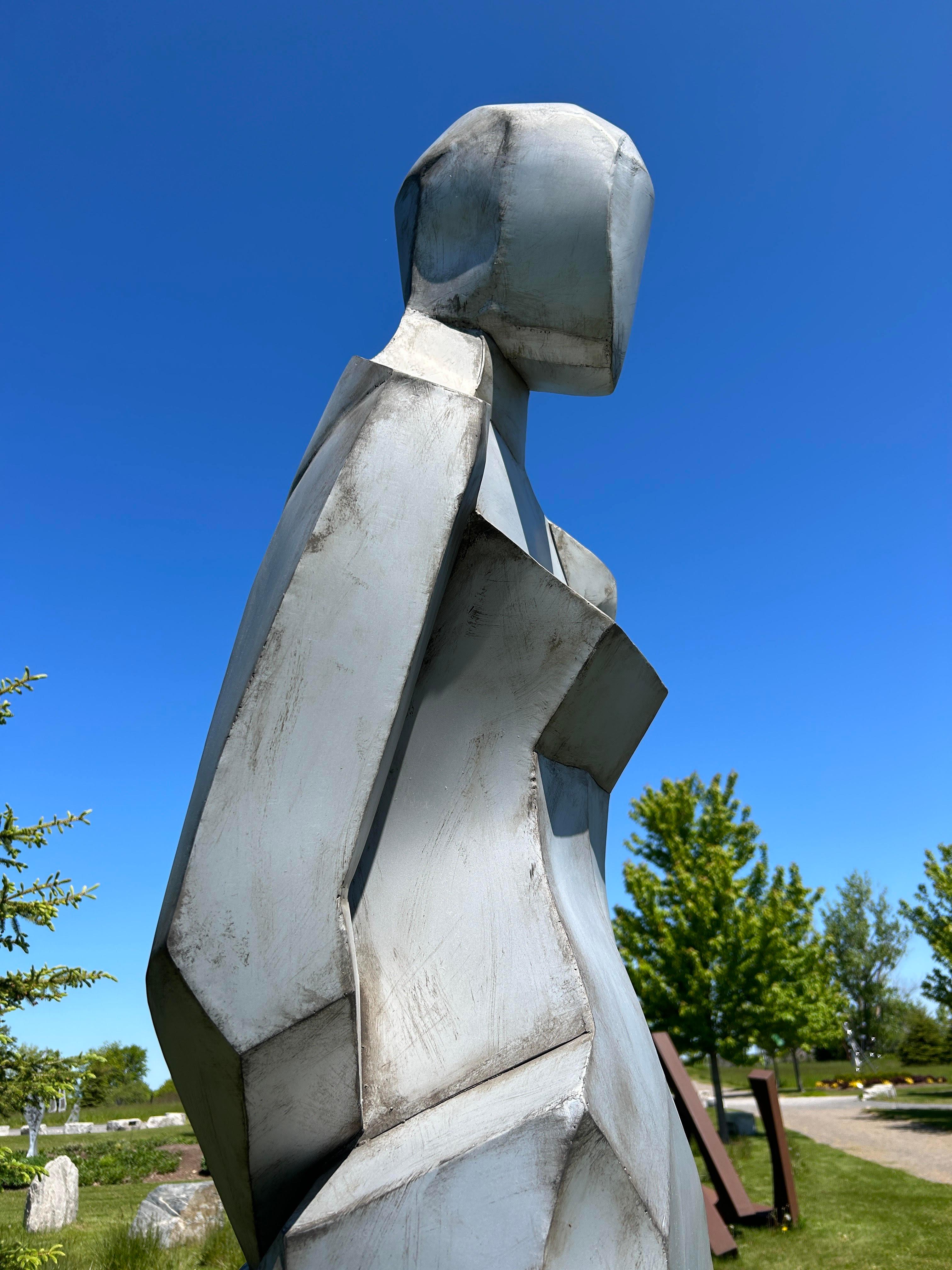 The Woman - tall, figurative, contemporary, stainless steel, outdoor sculpture 1