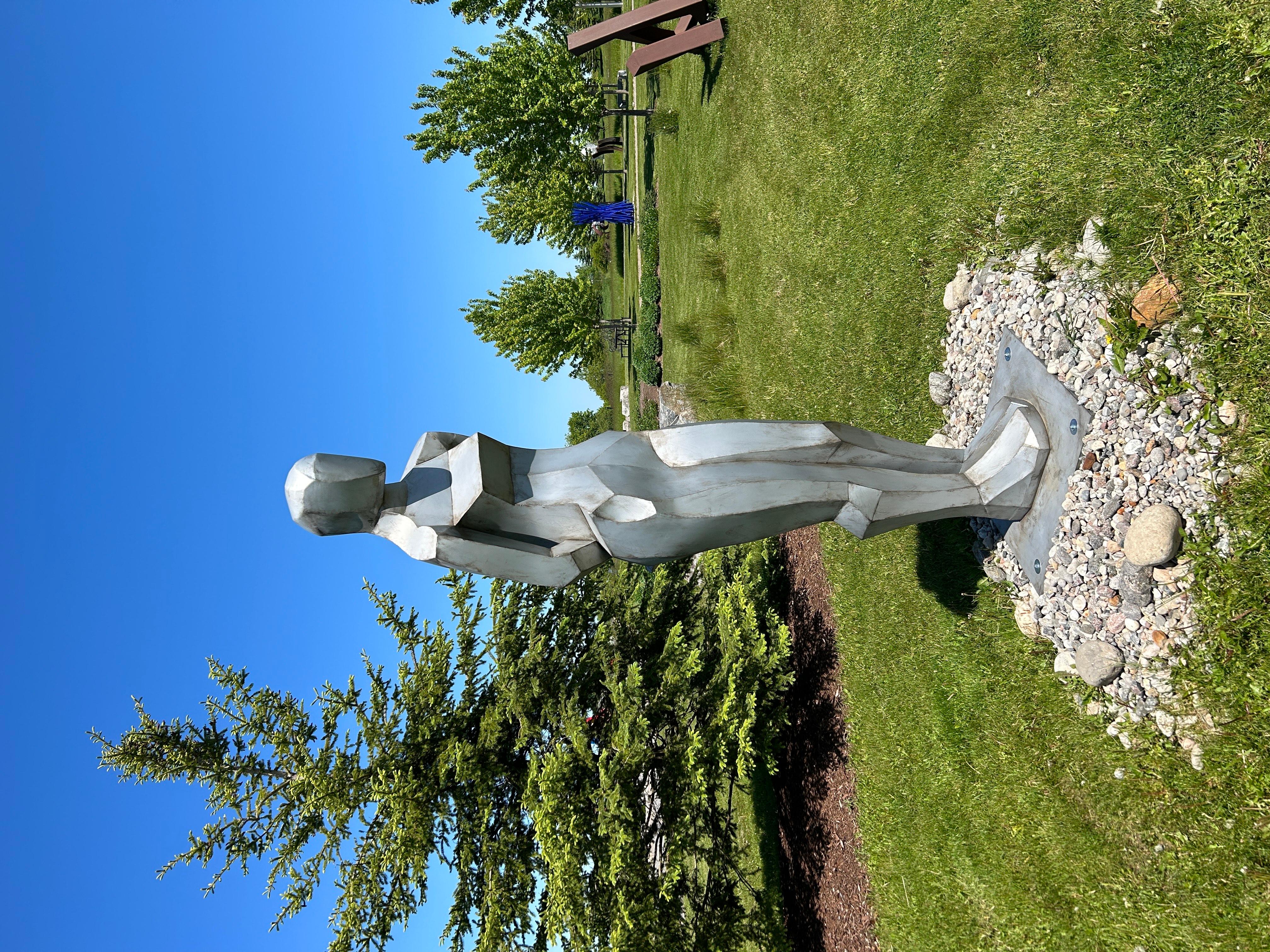 The Woman - tall, figurative, contemporary, stainless steel, outdoor sculpture 4