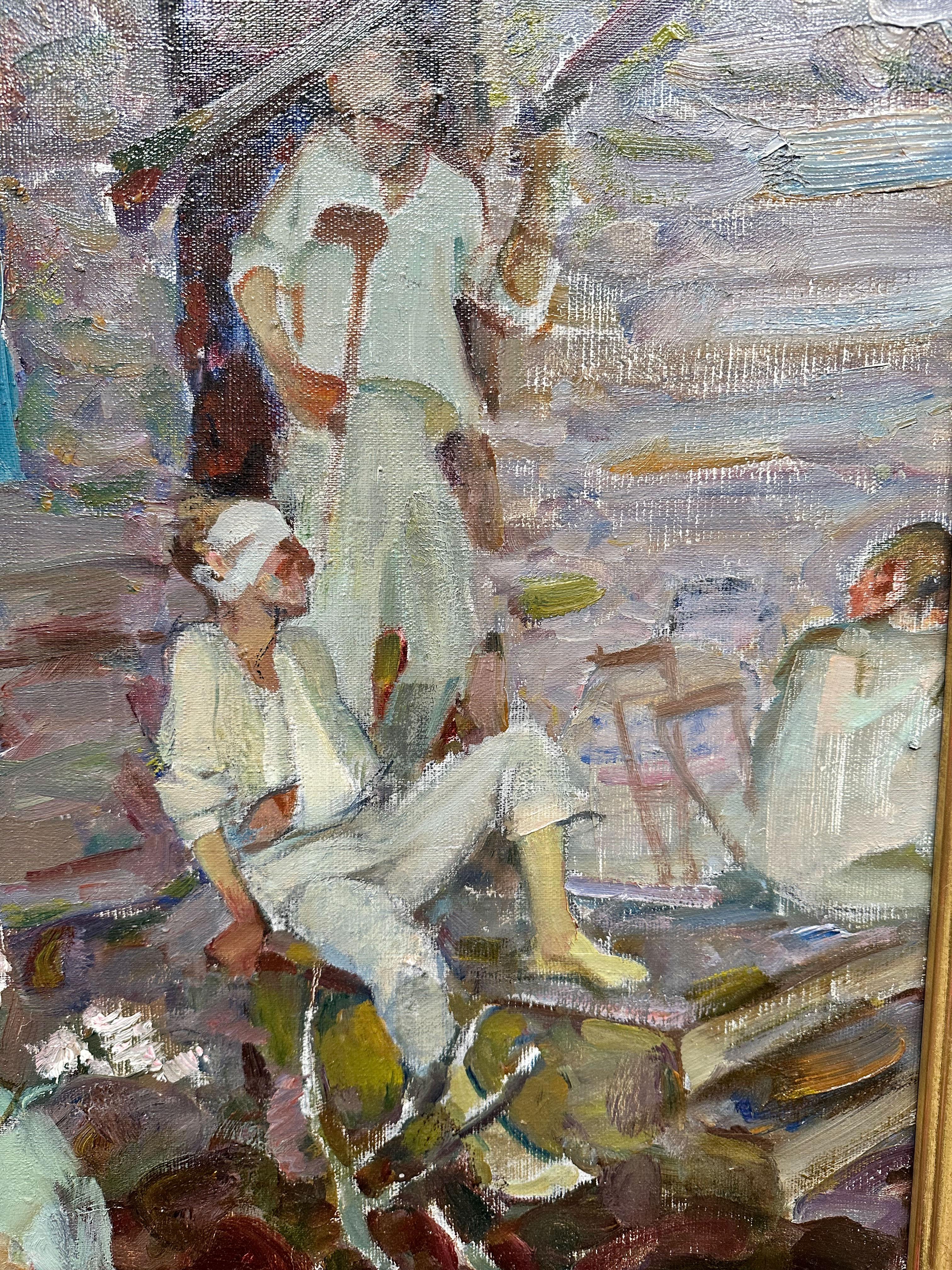„Frühjahr 1945“, Galina Pshenitsina, Nachkriegszeit, figurativ, 38x31, Impressionist im Angebot 3