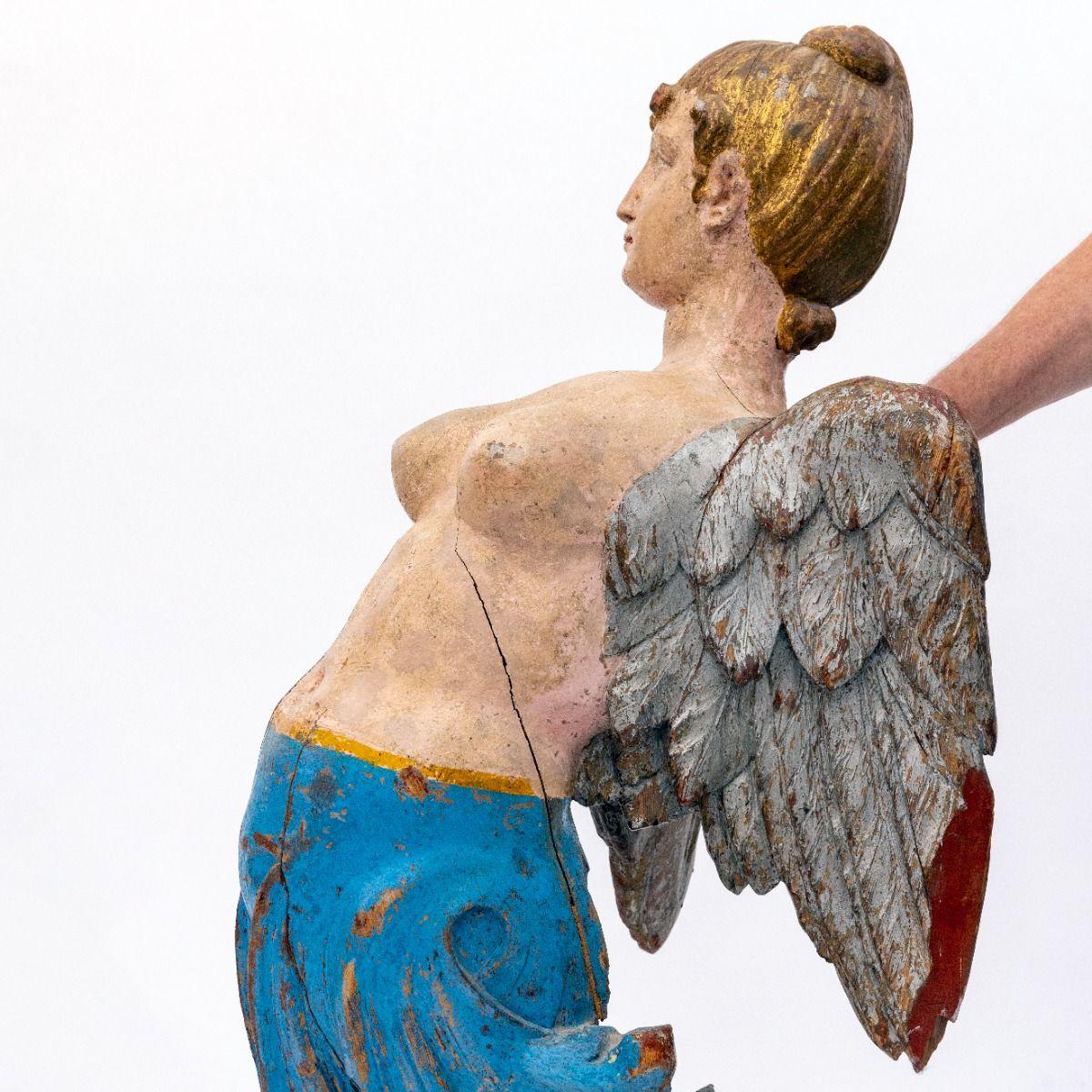 Painted Galion Mermaid Figurehead from a Northern European Ship