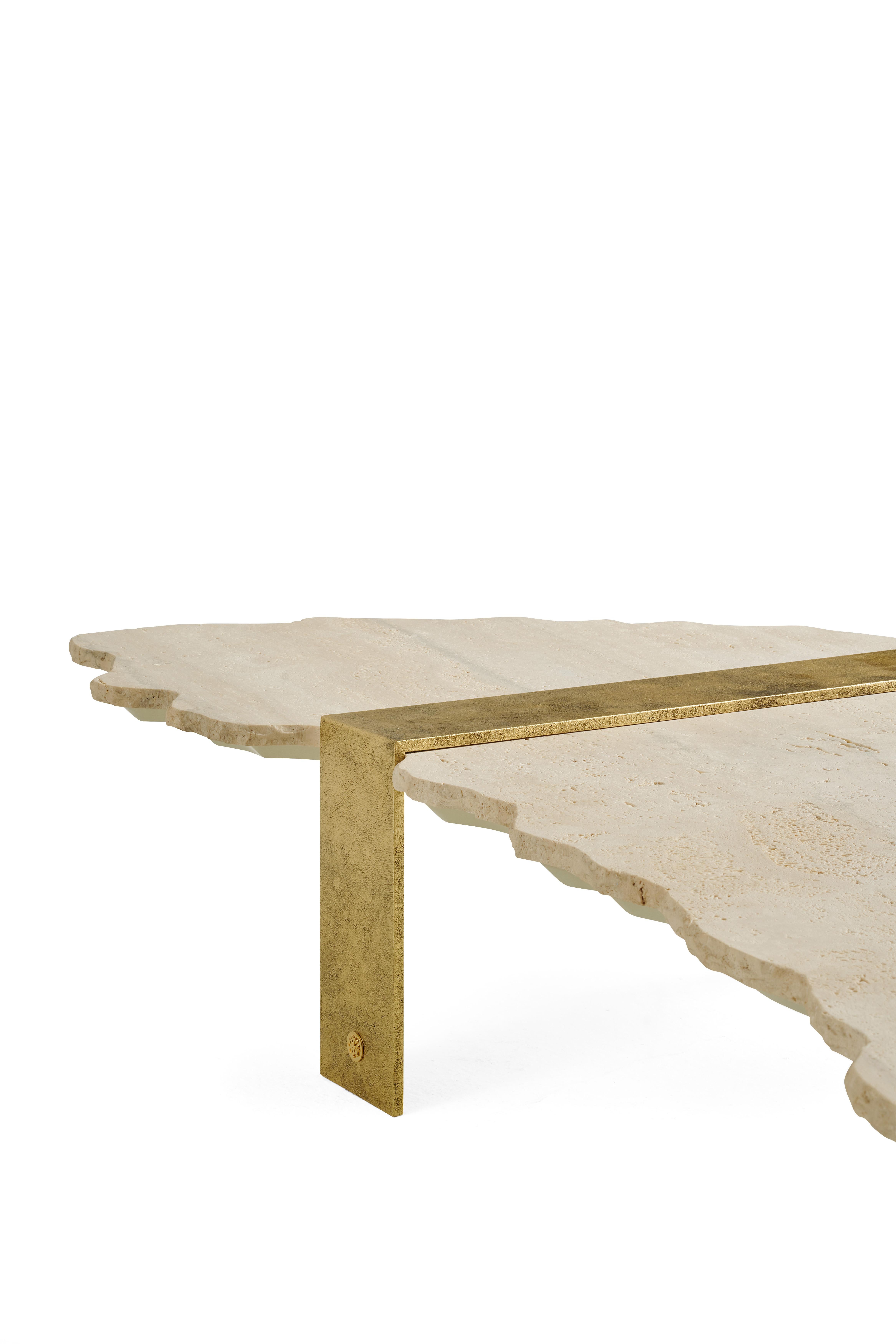 Galite Central Table in Travertino Marble by Roberto Cavalli Home Interiors In New Condition For Sale In Cantù, Lombardia