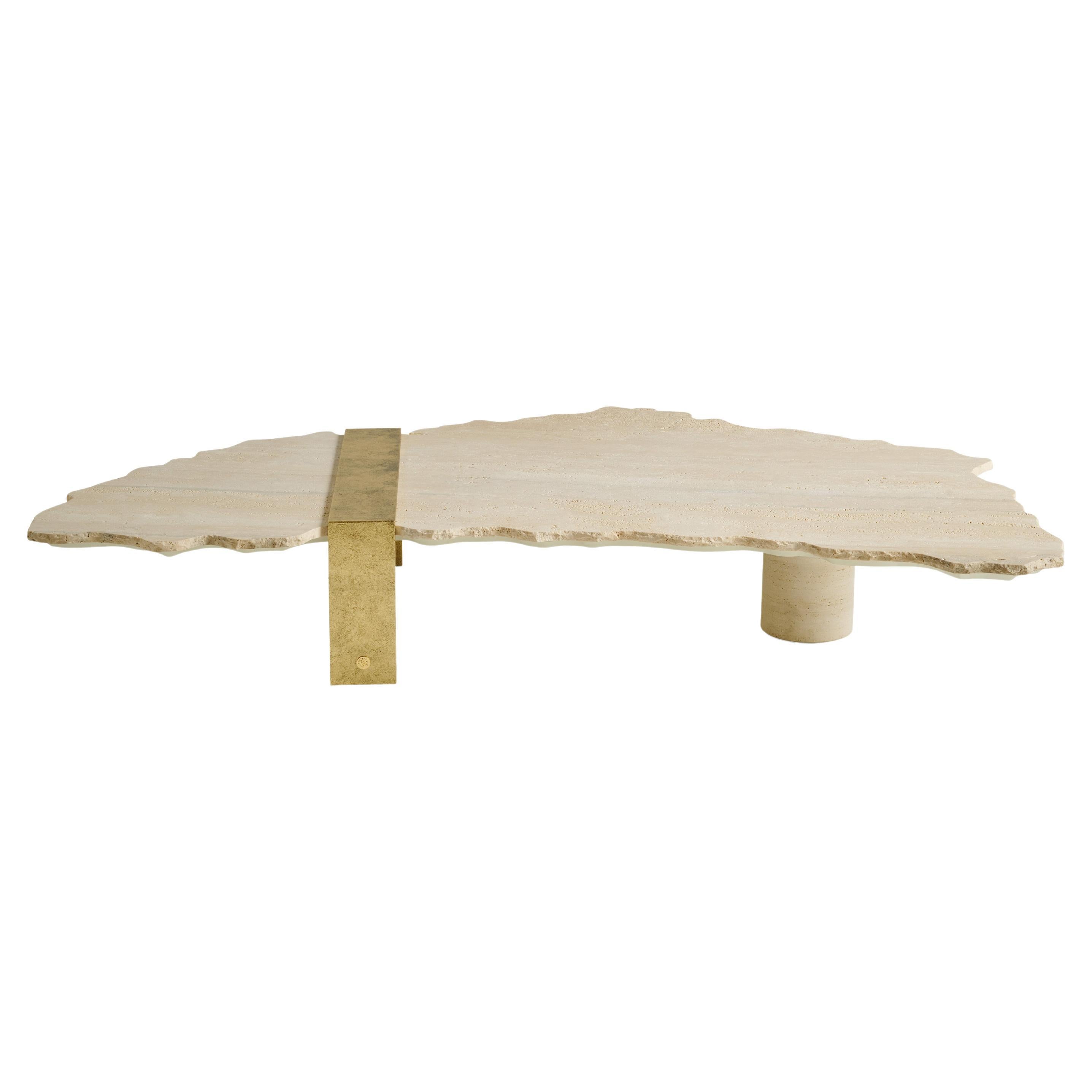 Galite Central Table in Travertino Marble by Roberto Cavalli Home Interiors For Sale
