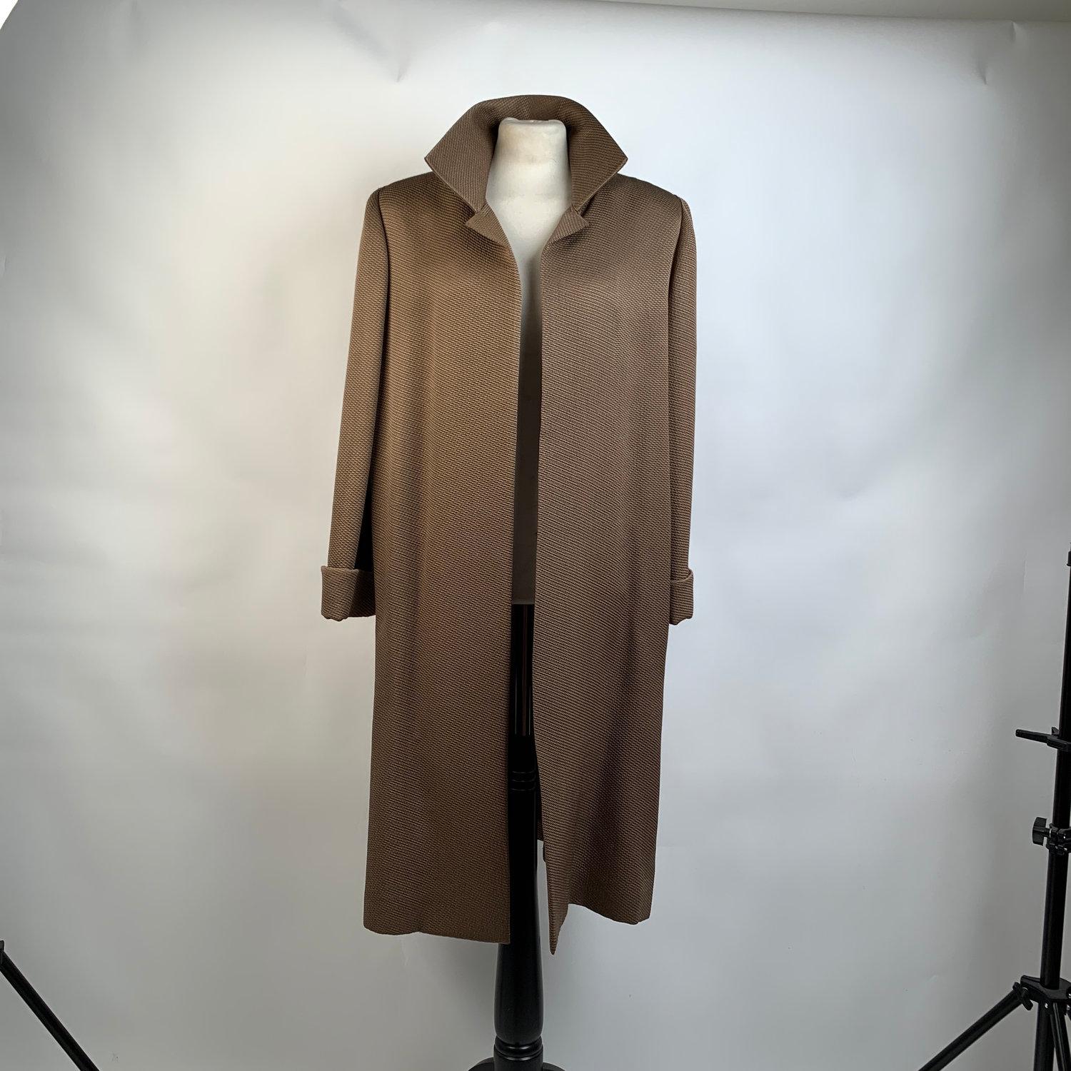 Women's Galitzine Couture Vintage Light Brown Dustcoat Open Front Coat
